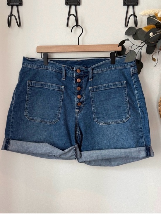 GAP Pants - GAP Dark Blue Button-Front Rolled Cuff Denim Shorts